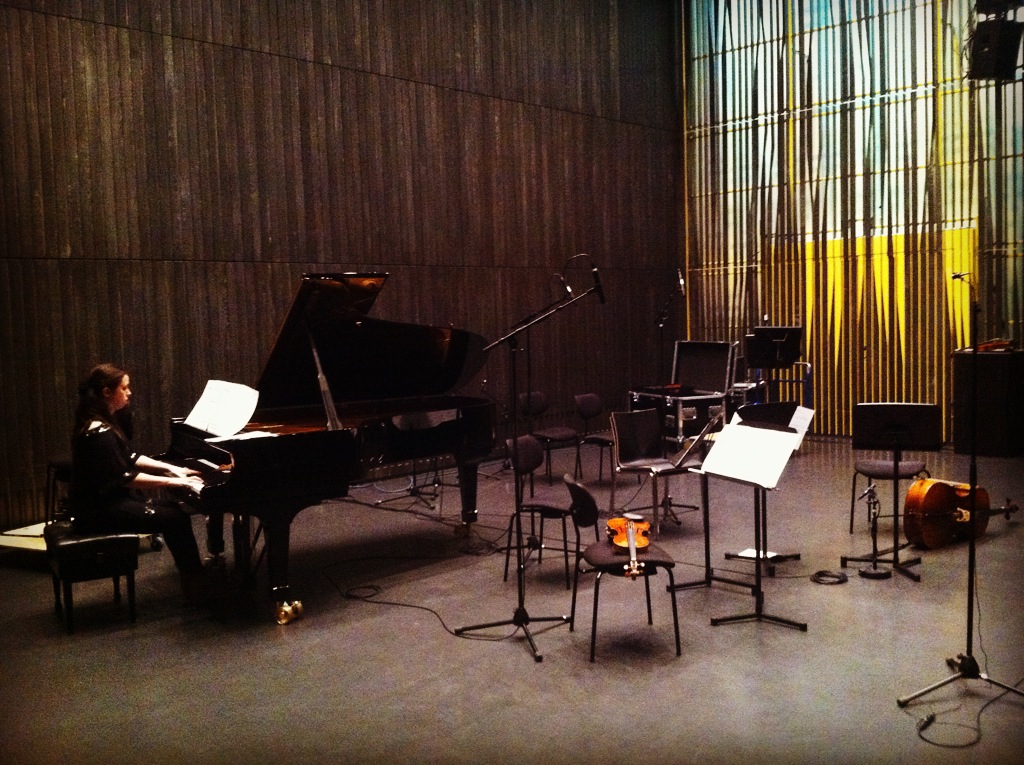 Matthildur Anna Gísladóttir pianist warming up for Castle in Air album release concert in Harpa, Reykjavík, September 2015.