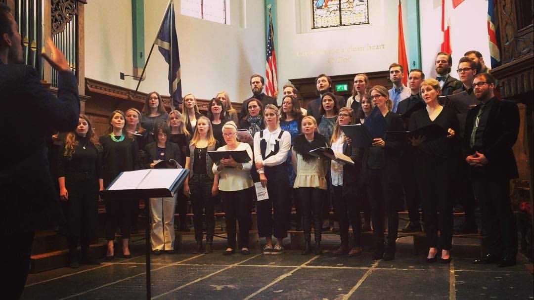 Helgi R. Ingvarsson conducting the Icelandic Choir of London, and the Icelandic Choir of the Netherlands, for their joint spring recital March 2016 at the English Reformed Church, Amsterdam.