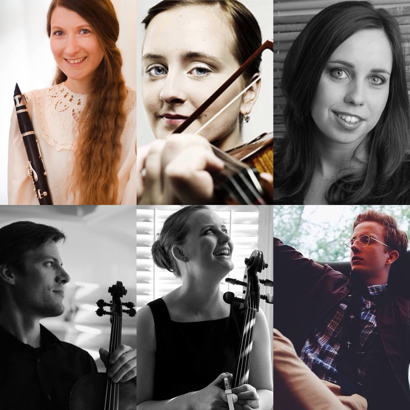 The performers. From top left: Kristín Þóra Pétursdóttir, Helga Þóra Björgvinsdóttir, Matthildur Anna Gísladóttir, Jonathan Larson, Guðný Jónasdóttir and Pétur Björnsson.